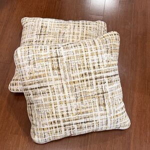 Elegant Textured Accent Pillows in Cream and Gold